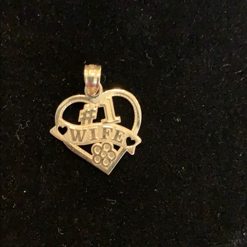 Stamped 14k Gold “#1 Wife Heart” Pendant